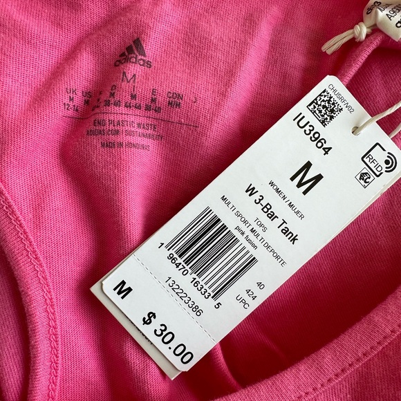 NWT adidas Women's 3 Bar Logo Graphic Tank Top, Pink Fusion, Size Medium - Picture 7 of 8